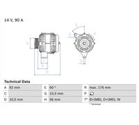 Alternatore per DAEWOO MERCEDES-BENZ SSANGYONG 124 MUSSO O 100 SPRINTER