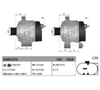 Alternatore con puleggia a ruota libera DAN1074 DENSO per FORD GRAND C-MAX