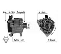 ERA Alternatore Generatore 80A 14V per Ford Fuoco Torneo 1.8 16V 2.0 ST170