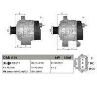 Alternatore con puleggia a ruota libera DAN1139 DENSO per FORD C-MAX FOCUS II