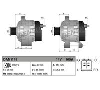 Alternatore con puleggia multipla DAN1148 DENSO per HONDA ACCORD VIII CR-V III