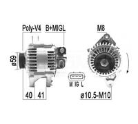 ERA Benelux Alternatore EB1408Q (209371A) 90A 14V per Toyota Yaris 1.0/1.3/1.5 GPL Vvt-I