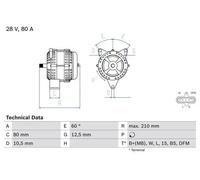 Alternatore senza puleggia 0 986 048 100 BOSCH per MERCEDES-BENZ VARIO Autobus