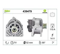 Valeo Alternatore 439479 - 110A 14V 7 alette 50mm rotazione oraria per Renault Laguna II