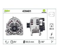 Valeo Alternatore 439481 ORIGINS NEW – 90 A 14 V 6 alette puleggia 50,5 mm rotazione oraria