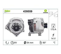 Valeo Alternatore trifase ORIGINS NEW 439559 – 14 V 170 A Ø54 mm 6 alette Rotazione oraria