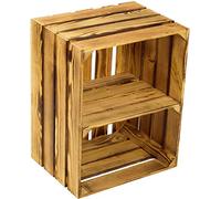 Altes Land - Cassetta con ripiano intermedio, centrale, circa 50 x 40 x 30 cm, cassetta per mele e vino, in legno, utilizzabile come libreria, scarpiera, in legno, fiammata con inserto trasversale