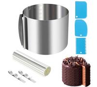 Altezza 20 cm,Anello per Torta Regolabile Diametro 16-30 cm(6-12 Pollici), in Acciaio Inossidabile Regolabile,con Scala,1PCS Torta Collare Trasparenti 5M Acetato,Stampo Torta per Cuocere Senza Sforzo