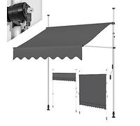Altezza regolabile 2,5 m manovella tenda impermeabile patio esterno baldacchino per balcone e finestra installazione senza trapano colore grigio migliora il tuo spazio esterno!