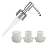 ALTGLAS Pompa del Dispenser di Sapone 'Budapest' - Testa in Acciaio Inox con set di Adattamenti per Flaconi da 18-23 mm - Dosatore Liquido Upcycling da Bottiglie Usate (Argento Spazzolato)