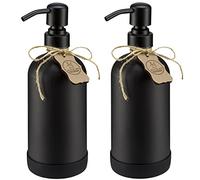 ALTGLAS Set di 2 dispenser di sapone ricaricabili in vetro nero "Sarajevo"