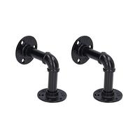 Althwuyu Pipe Shelf Brackets, Iron Pipe Style Wall Shelf Brackets with Black Finish, Wall Mounted Bracket Set for Floating Shelves and Home Storage