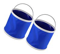 Althwuyu Secchio Pieghevole Blu Confezione da 2, Contenitore per Acqua Pieghevole da 2,4 Gal Ciascuno, Tessuto Oxford e Materiale ABS, Si Piega in Piano per Campeggio, Pesca,