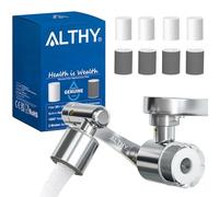 ALTHY Aeratore per rubinetto girevole a 1080°, filtro dell'acqua per rubinetto, a prova di spruzzi d'acqua, aeratore rotante a 1080°, riduce l'odore di cloro di piombo, 2 modalità di spruzzo d'acqua