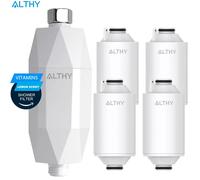 ALTHY Filtro acqua doccia rivitalizzante alla vitamina C - Riduce il cloro e i metalli pesanti - Migliora il prurito secco della pelle, la forfora dei capelli, l'eczema