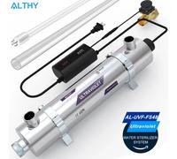 ALTHY Purificatore filtro sistema sterilizzatore acqua ultravioletta UV per tutta la casa + interruttore di controllo flusso intelligente Acciaio inossidabile 12GPM