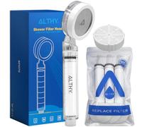 ALTHY Soffione doccia portatile ad alta pressione con filtro, soffione doccia SPA, rimuove polvere,ruggine, cloro e metalli pesanti-prenditi cura della tua pelle e dei tuoi capelli(Con 1CS+4PP Filtro)