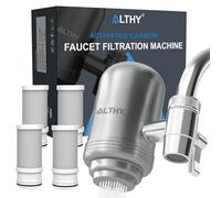 ALTHY T2 Filtro Acqua Rubinetto In Acciaio Inox, Sistema Filtro on Tap Di Filtraggio Con Fibra Di Carbonio Attivo, Senza BPA, Rimuove Cloro, Metalli Pesanti e Cattivo Gusto (4 Filtri Inclusi)