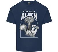 Alto Come Un Alieno Magia Funghi Lsd Trippy Uomo Cotone T-Shirt