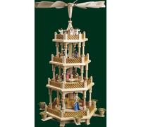 Alto Piramide da Tavolo Christi Nascita Colorato Erzgebirge 3 Piani Nuovo 16723