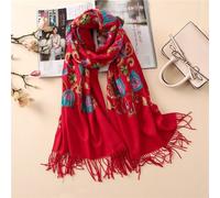Alto Qualità Ricamo Cashmere Sciarpa Stile Vintage Lungo Taglia Scialle Inverno