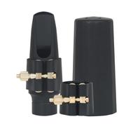 Alto Sassofono Mouthpiece Set, Sax Ligature Clip & Cap, Durable Abs Material, Easy to Install Set of 3, Woodwinds Strumento Accessories, Ideal for Jazz, Classical 8,9 cm Black