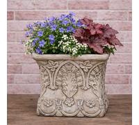 Altobelli Vaso da Fiori Trieste Quadrato con Motivo Grigio Cemento 17x16 CM