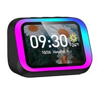 Altoparlante Bluetooth con Display 4" - Smart Speaker con Assistente Vocale, Chiamate, Musica, Meteo, Calendario, Sveglia, Orologio Mondiale, Effetti Luce, Cerca Telefono, Fotocamera Remota (Nero)