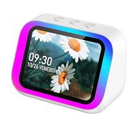Altoparlante Bluetooth con Display 4" - Smart Speaker con Assistente Vocale, Chiamate, Musica, Meteo, Calendario, Sveglia, Orologio Mondiale, Effetti Luce, Cerca Telefono, Fotocamera Remota (Bianco)