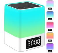 Altoparlante Bluetooth con luce notturna, regali per 10 11 12 13 14 15 anni ragazzi ragazze adolescenti, sveglia doppia tutto in 1, lampada da comodino con sensore touch, 48 RGB cambia colore, lettore