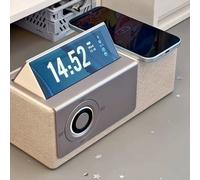 Altoparlante Bluetooth con orologio e illuminazione ambientale, design portatile, schermo flip da 5 pollici, visualizza testi, potente diaframma dei bassi per casa, feste e uso esterno