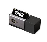 Altoparlante Bluetooth con testo fluttuante, rumore bianco intelligente, ricarica wireless, orologio da tavolo, proiettore tramonto 1800K, schermo flip da 5 pollici per regali e decorazioni