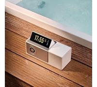 Altoparlante Bluetooth con testo fluttuante, rumore bianco intelligente, ricarica wireless, orologio da tavolo, proiettore tramonto 1800K, schermo flip da 5 pollici per regali e decorazioni