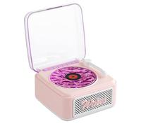 Altoparlante Bluetooth in vinile retrò, stile vintage con onde in vinile, altoparlante portatile senza fili con luci ambientali RGB, suono bianco, timer di sonno, supporto per scheda TF AUX (rosa)