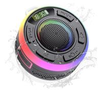 Altoparlante Bluetooth per doccia, impermeabile IPX7, suono stereo HD, microfono integrato, visualizzazione dell'ora, luci dinamiche, 10 ore