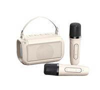 Altoparlante Bluetooth per esterni, macchina karaoke portatile con 2 microfoni, ricarica rapida 1,5 ore, karaoke wireless, effetto audio stereo HIFI, compatibilità intelligente (2 microfoni, kaki)