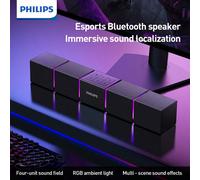 Altoparlante Bluetooth PHILIPS per PC desktop, sistema di altoparlanti stereo a 4 unità con effetto surround, illuminazione RGB e subwoofer - Soundbar per computer alimentata tramite USB, connessione