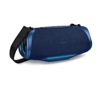 MEDION Altoparlante Bluetooth portatile P61762 (batteria ricaricabile, potenziamento dei bassi, effetti luminosi RGB, protezione dall'acqua IPX7 e robustezza, power bank integrato, 2x 25 W RMS) Blu