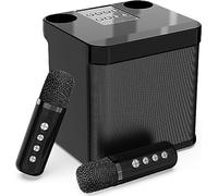 Altoparlante Bluetooth senza fili con 2 microfoni canta tu per karaoke Sistema PA portatile per feste, attività, supporto AUX, scheda USB/TF (nero)