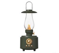 Altoparlante BT portatile con estetica vintage della lampada a cherosene, streaming audio wireless e accogliente illuminazione atmosferica per uso esterno (grigio-verde)