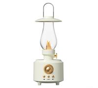 Altoparlante BT portatile da esterno con lampada a cherosene, connettività wireless e luce ambientale per campeggio e viaggi (bianco)