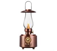 Altoparlante BT wireless con lampada a cherosene retrò, portatile e adatto per campeggio all'aperto e impostazione di luce atmosferica (rame)
