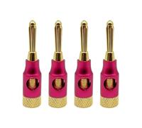 Altoparlante con connettore a banana in metallo placcato oro da 4 mm in rame puro da 4 pezzi for cavo audio video banana senza saldatura impilabile laterale(Purple 4Pcs)