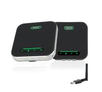 Altoparlante da conferenza Bluetooth con set microfono, 2 altoparlanti con dongle, tecnologia di espansione wireless, distanza di 12 m con fino a 20 persone, per grandi riunioni medie e piccole