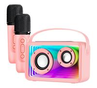 Altoparlante Karaoke Bluetooth per Bambini con 2 Microfoni e Luci LED RGB