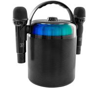 Altoparlante Karaoke portatile con LED, Bluetooth, cambio vocale, BoomTone DJ Star Voice. Viene fornito con 2 microfoni wireless + effetti. Perfetto per feste private, compleanni e intrattenimento.