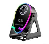 Altoparlante per videochiamate e film, colore: nero | per accoppiamento istantaneo, ricarica wireless veloce da 15 W, supporto per telefono stabile, modalità verticale e