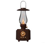 Altoparlante portatile con luce a lanterna, audio wireless da scrivania retrò per campeggio e viaggi all'aperto, design lampada a cherosene, corpo compatto in ABS, decorazione per la casa (legno)