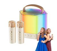 Altoparlante portatile con microfono, macchina karaoke microfono wireless | Forniture musicali con scatola luminosa colorata per riunioni di famiglia, barbecue n