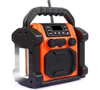Altoparlante portatile per lavori con Bluetooth 5.3, FM/Dab, 30 W, impermeabilità IPX66, batteria da 8000 mAh e ricarica per telefoni, luci LED per esterni, lavoro e feste.